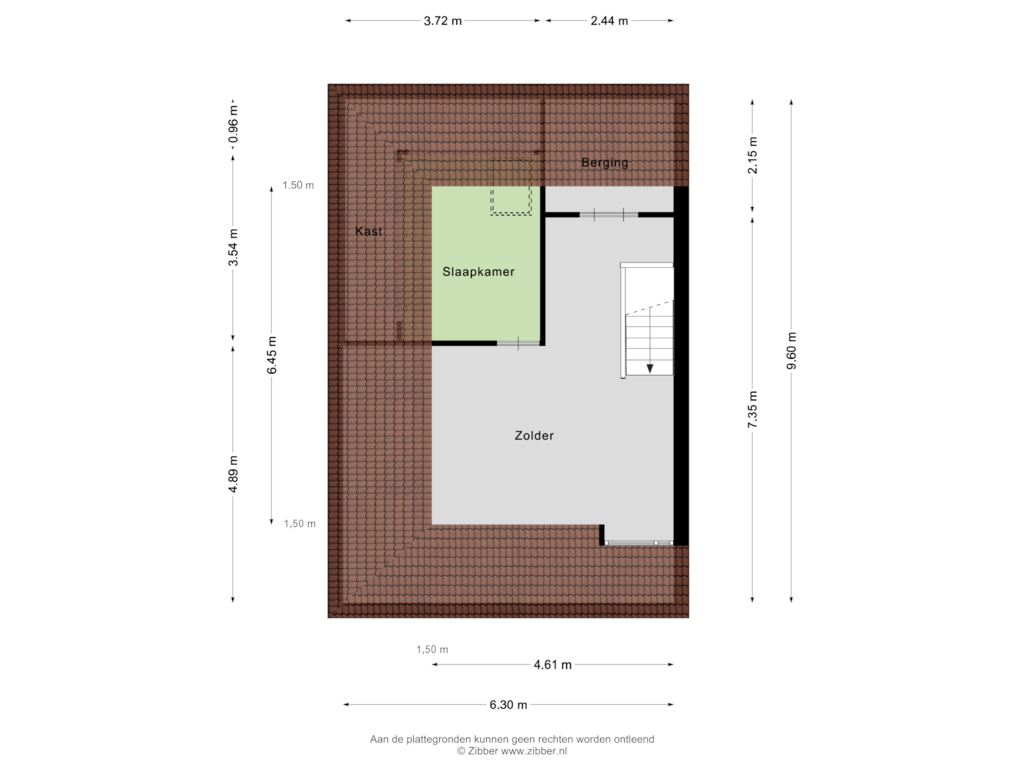 View floorplan of Zolder of Kardinaal van Rossumstraat 70