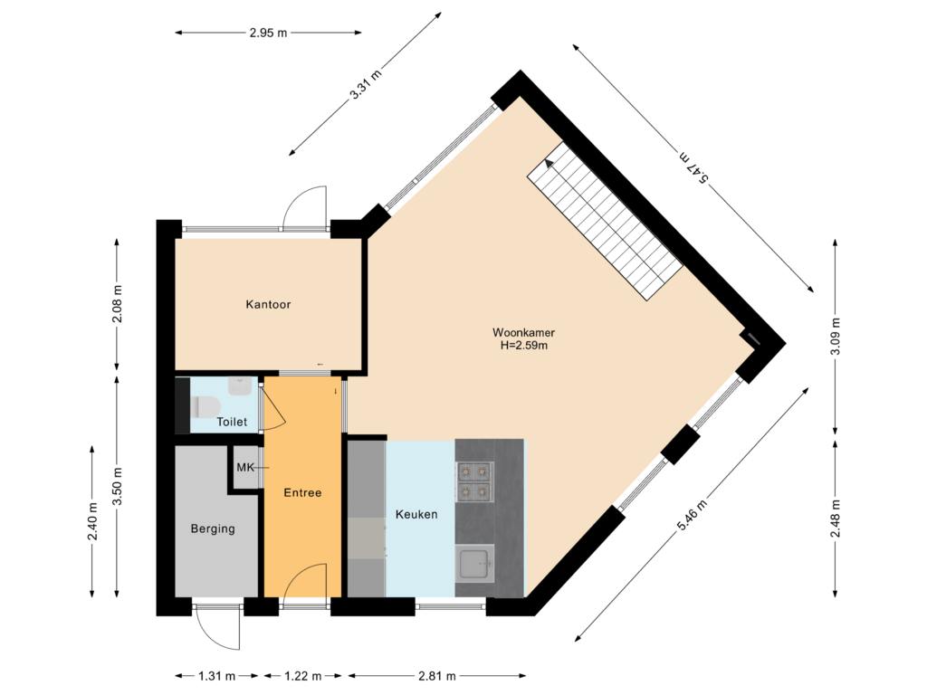 Bekijk plattegrond van Begane Grond van Galjoen 30 33