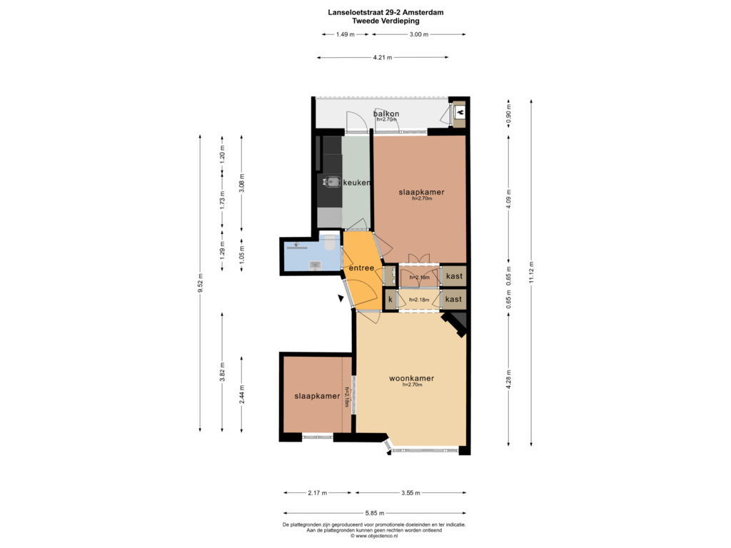 Bekijk plattegrond van TWEEDE VERDIEPING van Lanseloetstraat 29-2