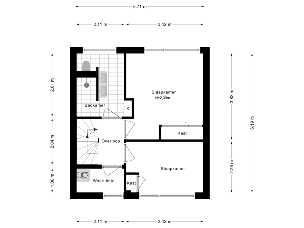 View floorplan of 1e Verdieping of Floris V straat 30