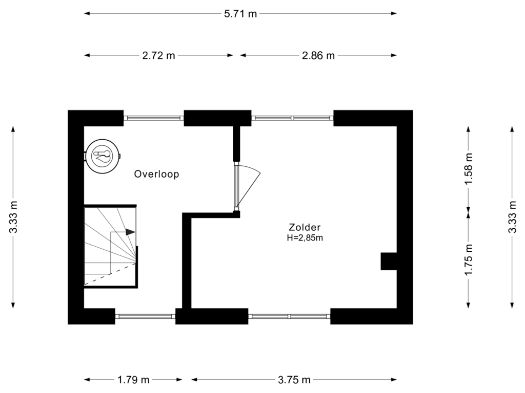 View floorplan of 2e Verdieping of Floris V straat 30