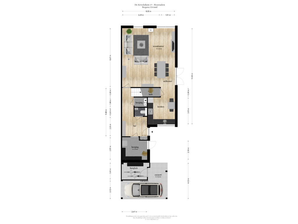 Bekijk plattegrond van BEGANE GROND van De Kreekdam 17