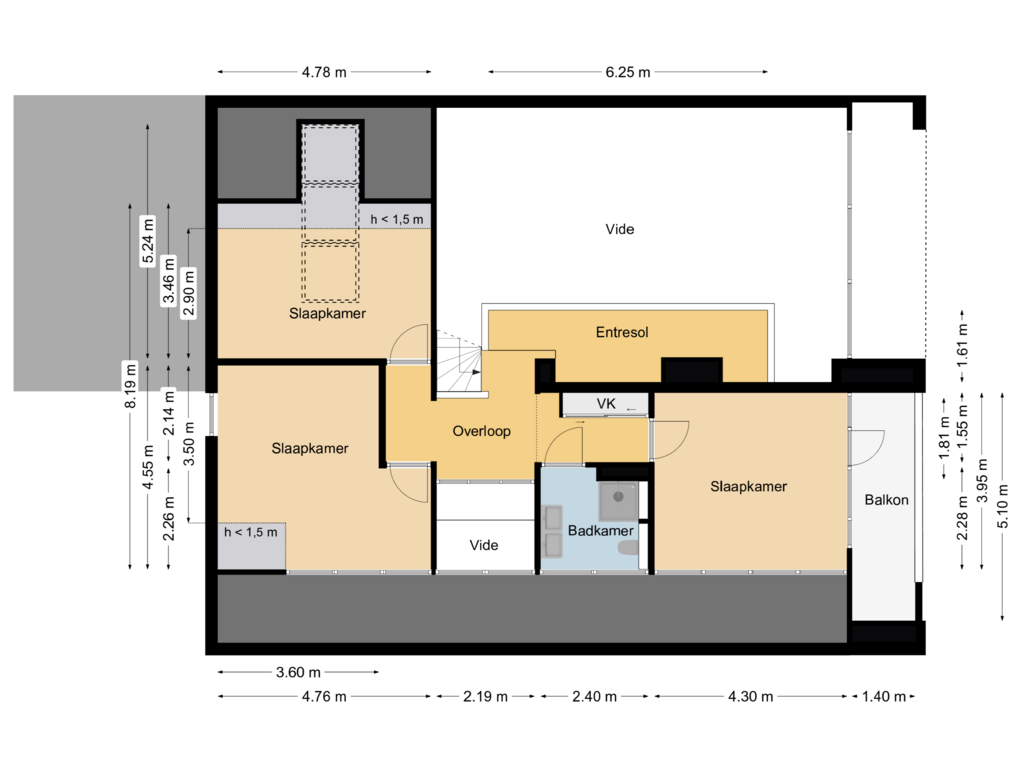 View floorplan of Niveau +1 of Klarenweg 45