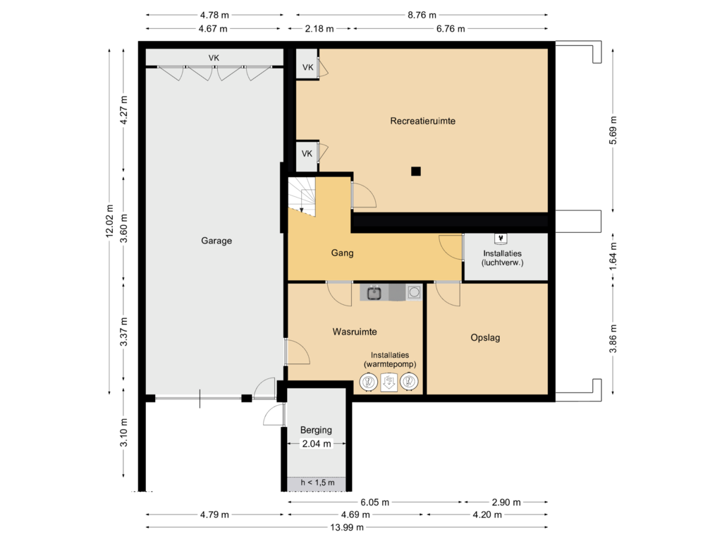 View floorplan of Niveau -1 of Klarenweg 45