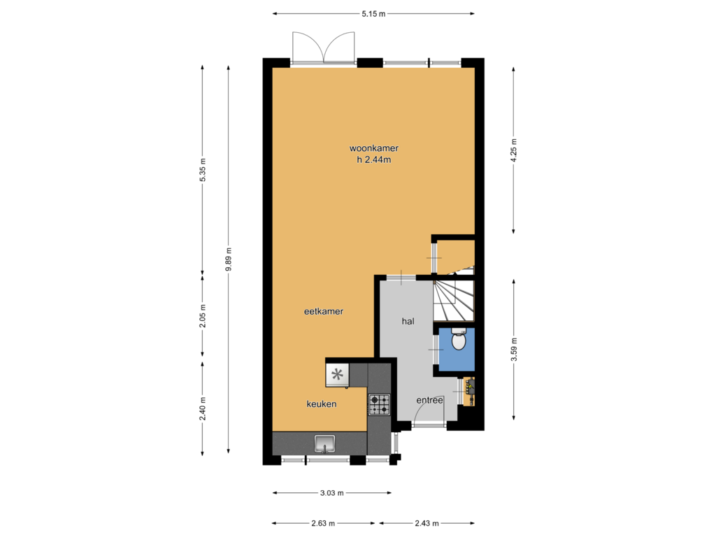 View floorplan of Begane grond of Monseigneur van Steelaan 1-F