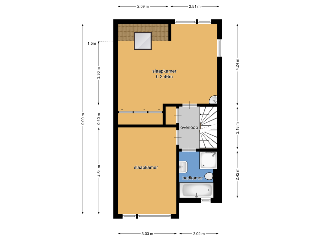 View floorplan of Eerste verdieping of Monseigneur van Steelaan 1-F