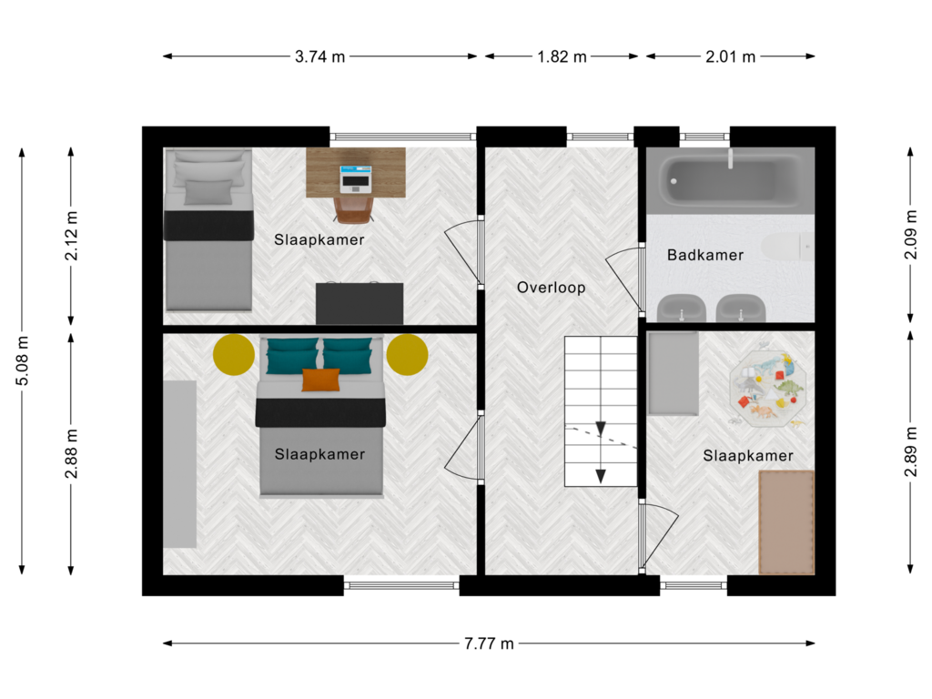 View floorplan of Eerste verdieping of Veerdonk 1