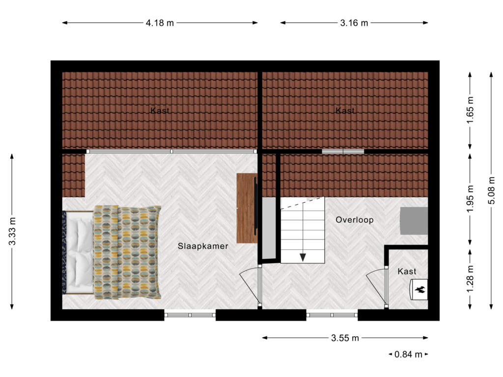 View floorplan of Tweede verdieping of Veerdonk 1