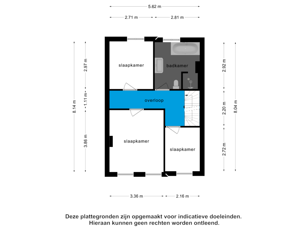 View floorplan of 1e verdieping of Prins Hendrikstraat 196