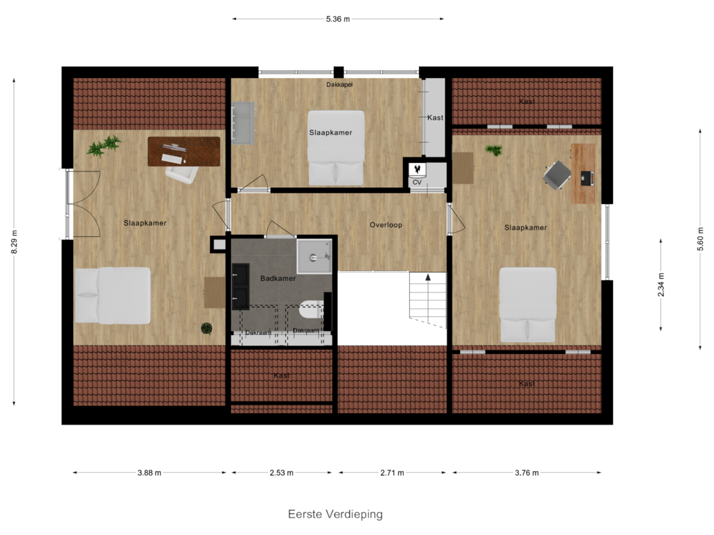 Bekijk plattegrond van Eerste Verdieping van Parallelweg 39