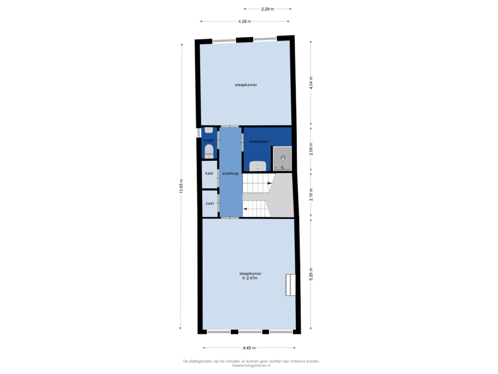 View floorplan of 2e verdieping of Kortemeestraat 7