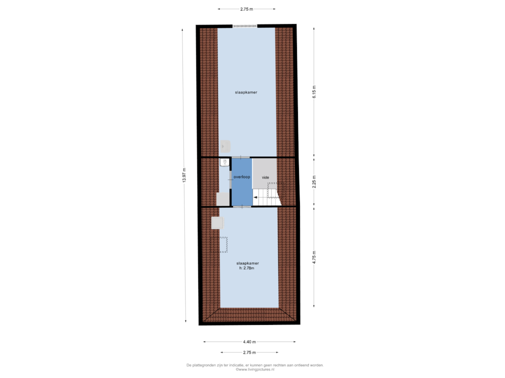 View floorplan of 3e verdieping of Kortemeestraat 7