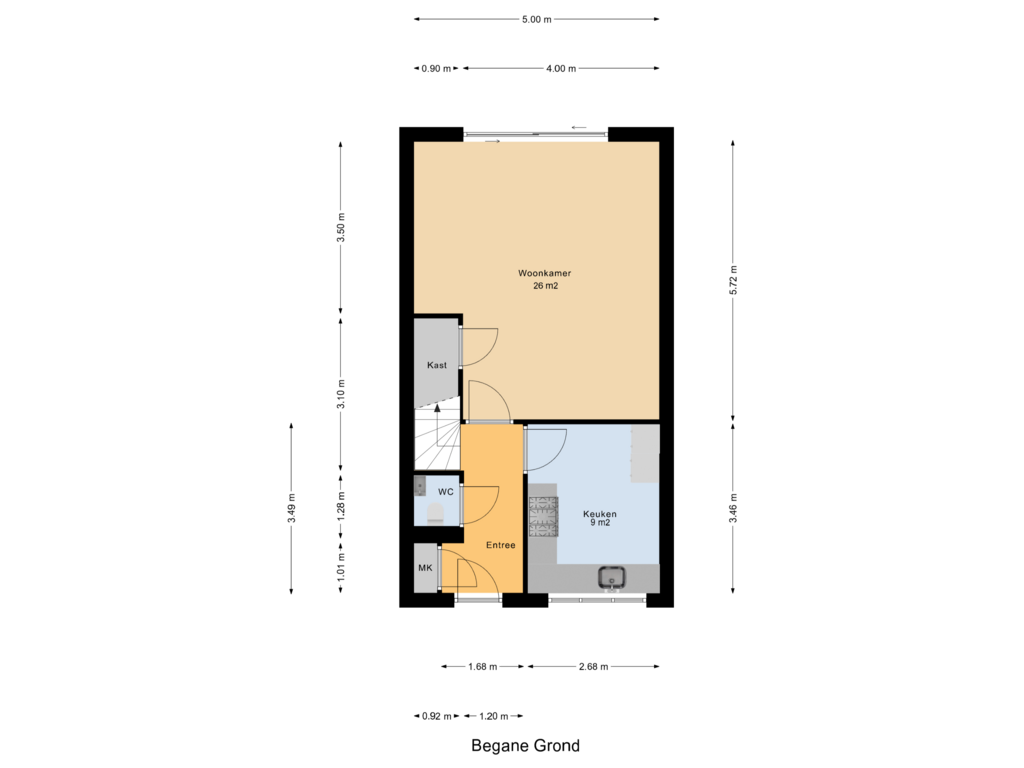 Bekijk plattegrond van Begane Grond van Snoystraat 48