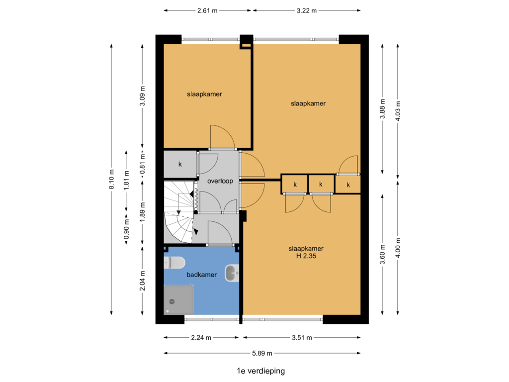 Bekijk plattegrond van 1e verdieping van Van Duivenvoordelaan 90