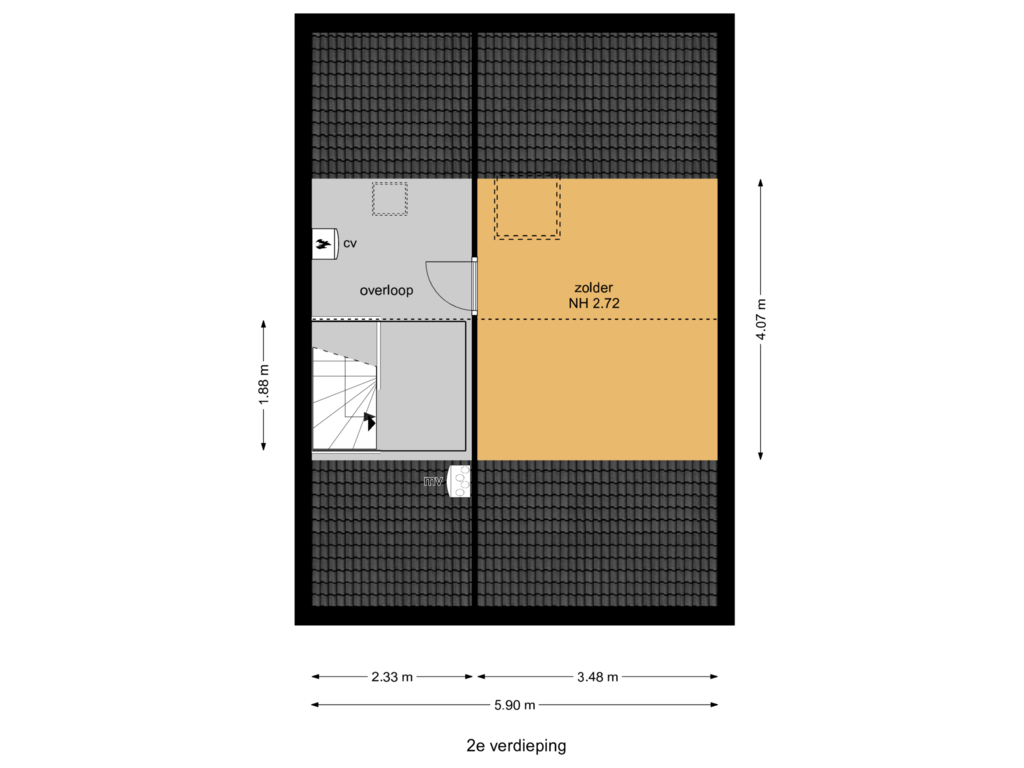 Bekijk plattegrond van 2e verdieping van Van Duivenvoordelaan 90