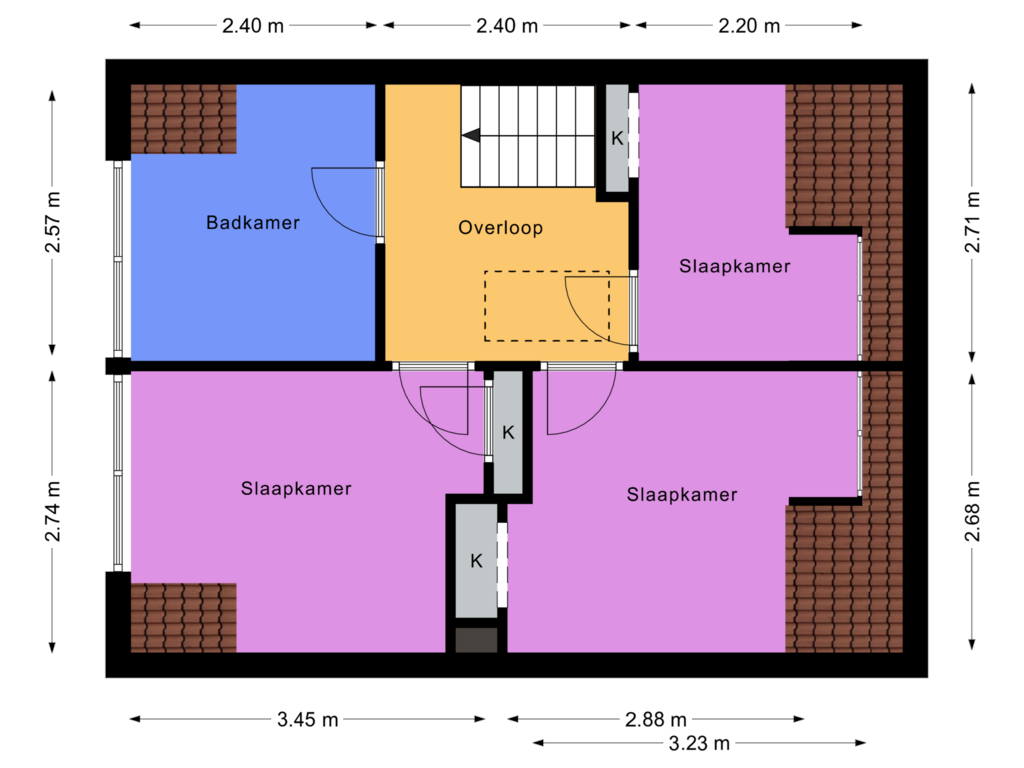 View floorplan of 1e etage of Byzantiumstraat 41