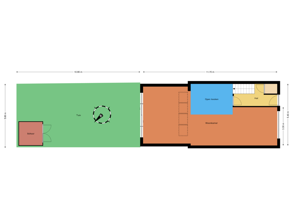 View floorplan of Parterre met tuin of Byzantiumstraat 41