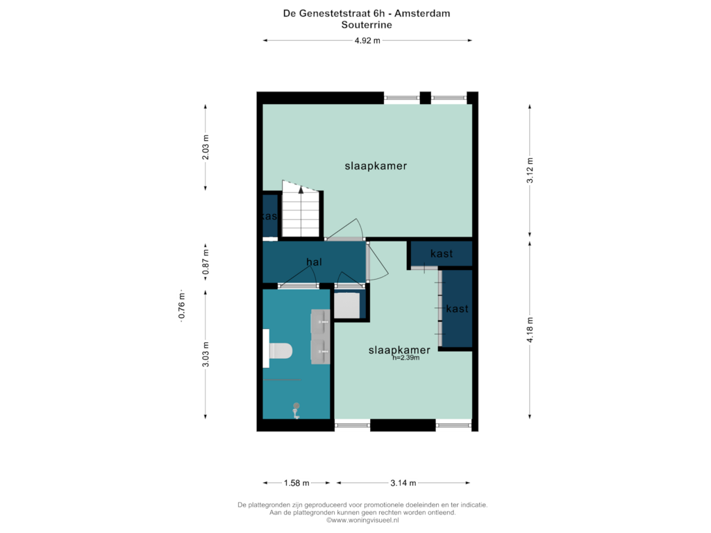 View floorplan of SOUTERRAIN of De Genestetstraat 6-H