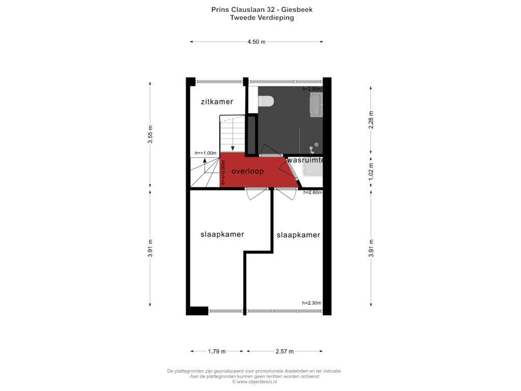 Bekijk plattegrond van TWEEDE VERDIEPING van Prins Clauslaan 32