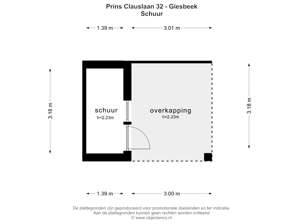 Bekijk plattegrond van SCHUUR van Prins Clauslaan 32