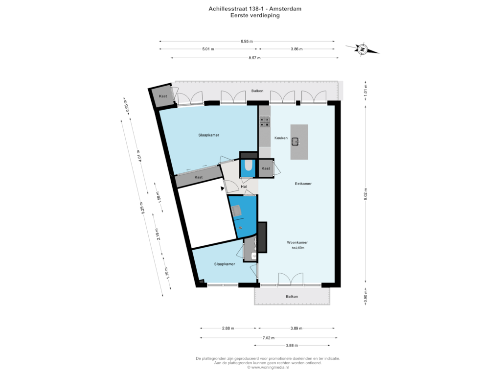 Bekijk plattegrond van 1e verd van Achillesstraat 138-1