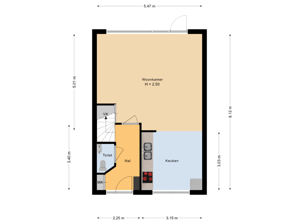 Bekijk plattegrond van begane grond van Spree 3