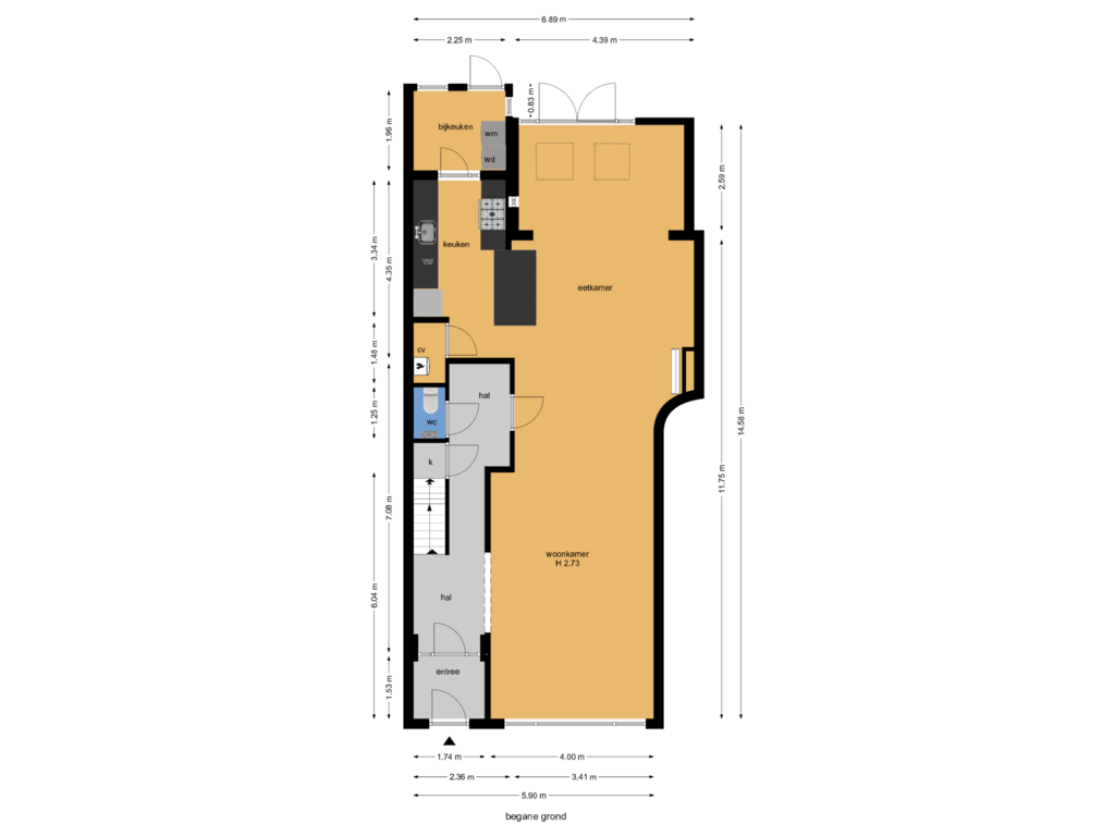 Bekijk plattegrond van begane grond van Lange Kerkdam 35-A