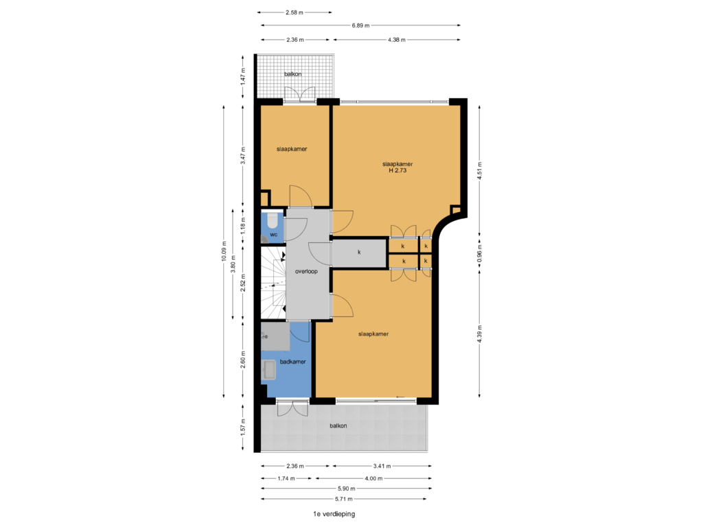 Bekijk plattegrond van 1e verdieping van Lange Kerkdam 35-A