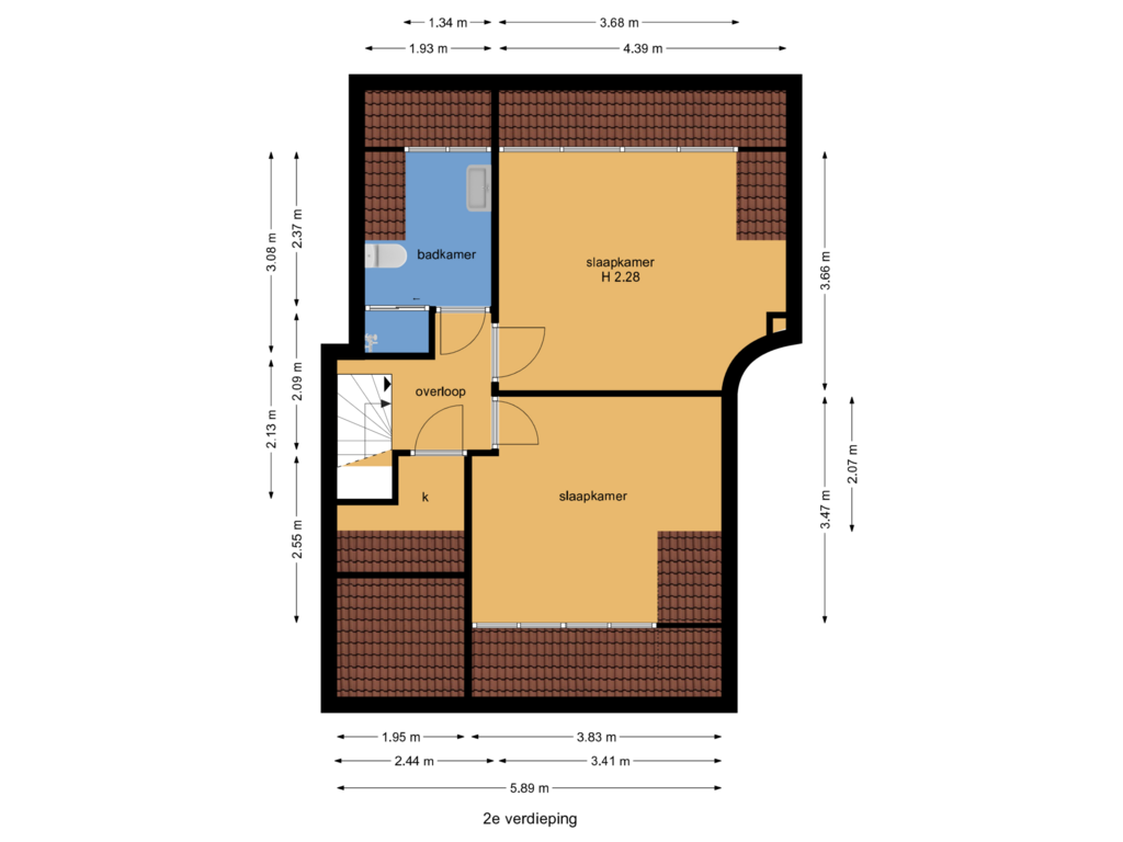 Bekijk plattegrond van 2e verdieping van Lange Kerkdam 35-A