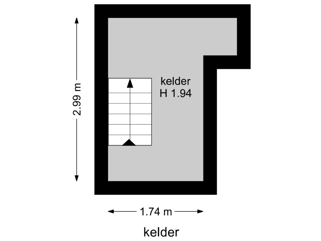 Bekijk plattegrond van kelder van Lange Kerkdam 35-A