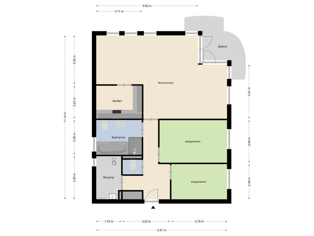 View floorplan of Appartement of Leliestraat 2-B