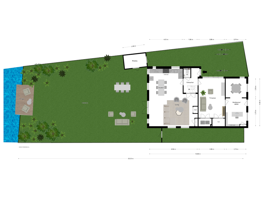 View floorplan of BEGANE GROND of Roomeinde 12