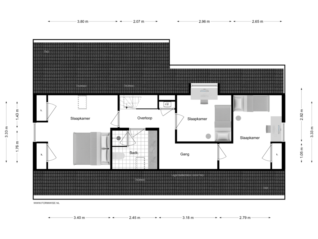 View floorplan of 1e VERDIEPING of Roomeinde 12