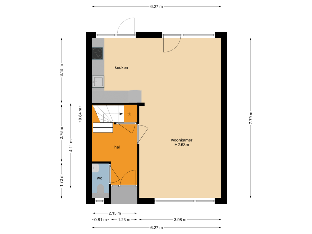 Bekijk plattegrond van Begane grond van De Hazelaar 97