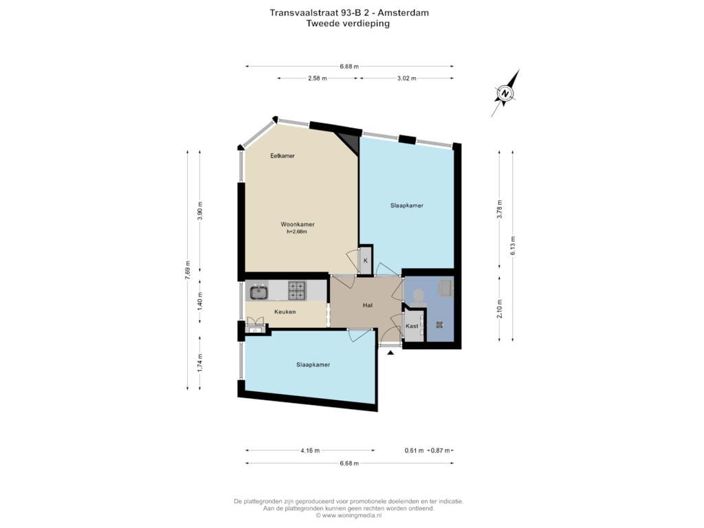 Bekijk plattegrond van Tweede verdieping van Transvaalstraat 93-B2