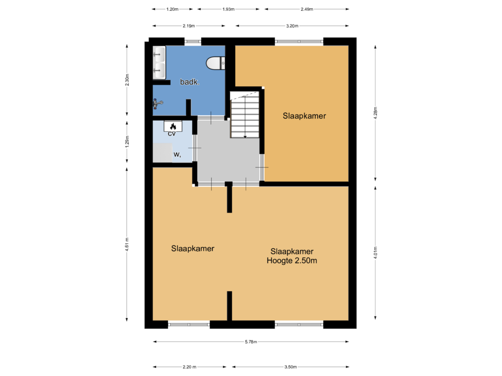 View floorplan of Derde verdieping of Golfstroom 122