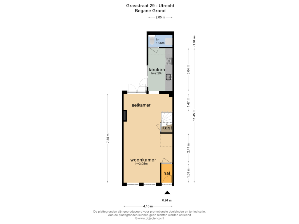 Bekijk plattegrond van BEGANE GROND van Grasstraat 29