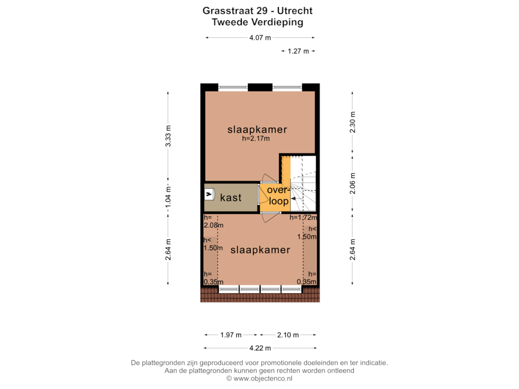 Bekijk plattegrond van TWEEDE VERDIEPING van Grasstraat 29