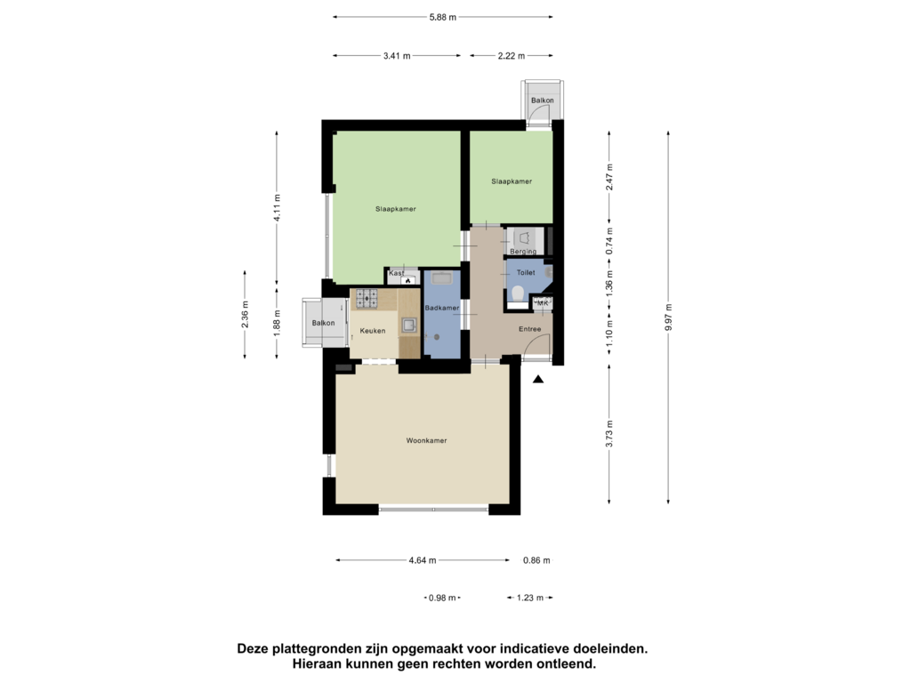 Bekijk plattegrond van Appartement van Zuidhoek 88-B