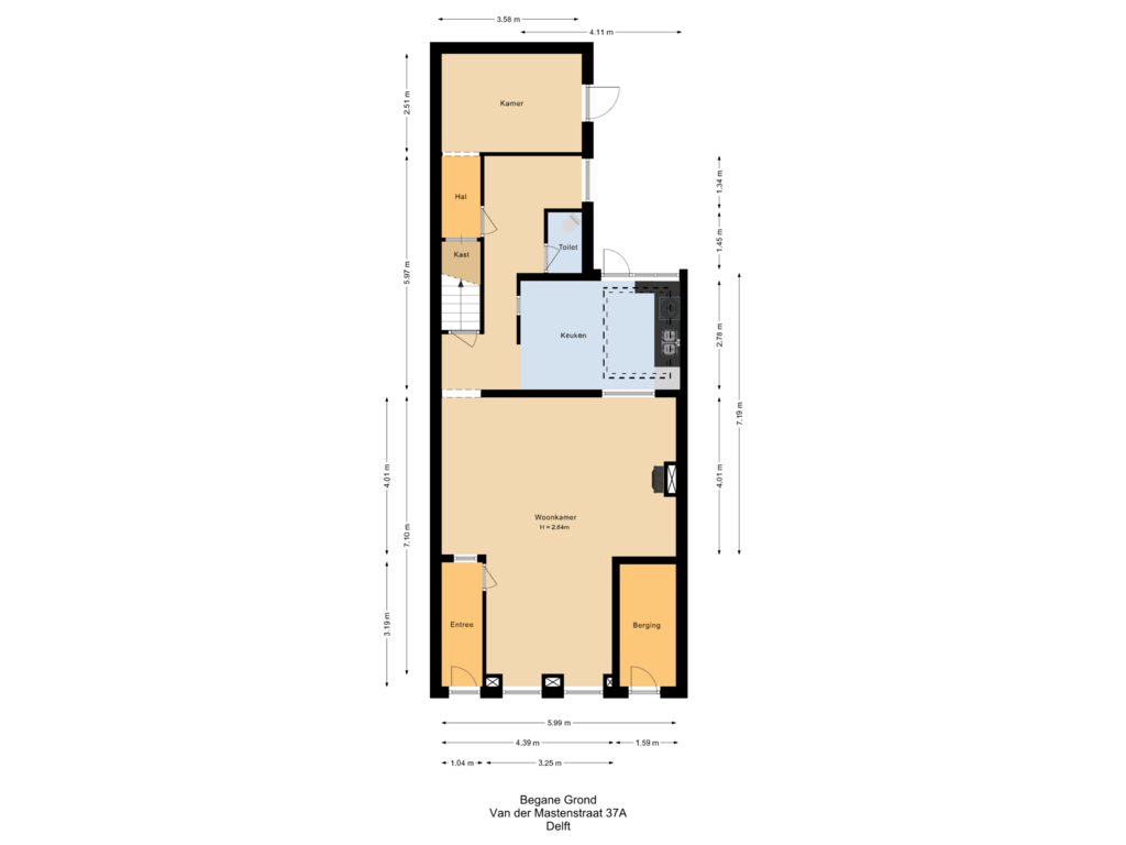 Bekijk plattegrond van Begane grond van Van der Mastenstraat 37