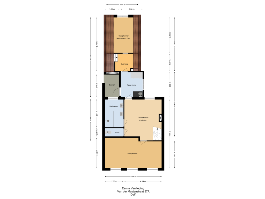 Bekijk plattegrond van Eerste verdieping van Van der Mastenstraat 37