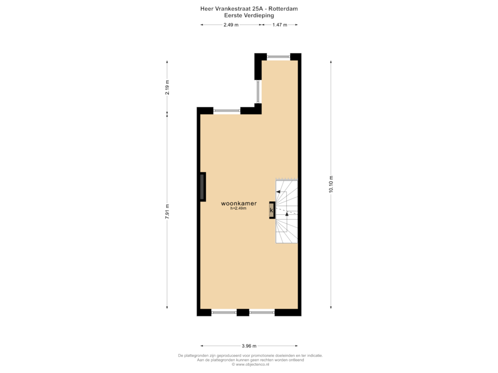 View floorplan of EERSTE VERDIEPING of Heer Vrankestraat 25-A