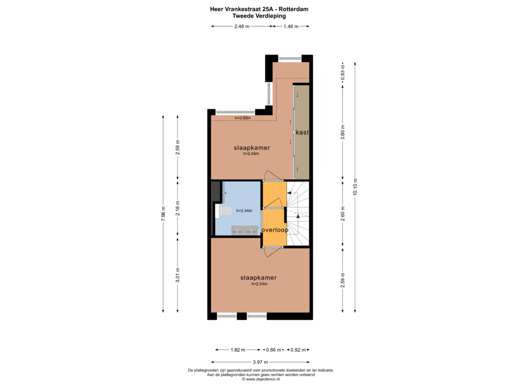 View floorplan of TWEEDE VERDIEPING of Heer Vrankestraat 25-A