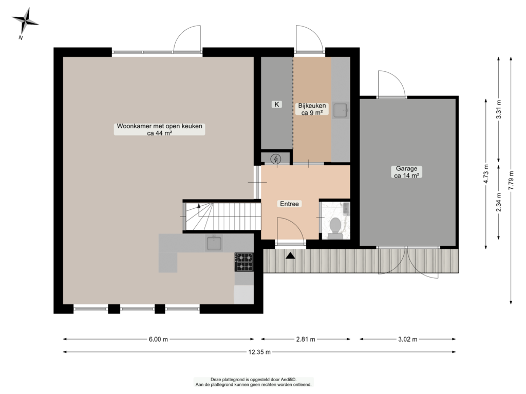 View floorplan of Begane grond of De Waard 102