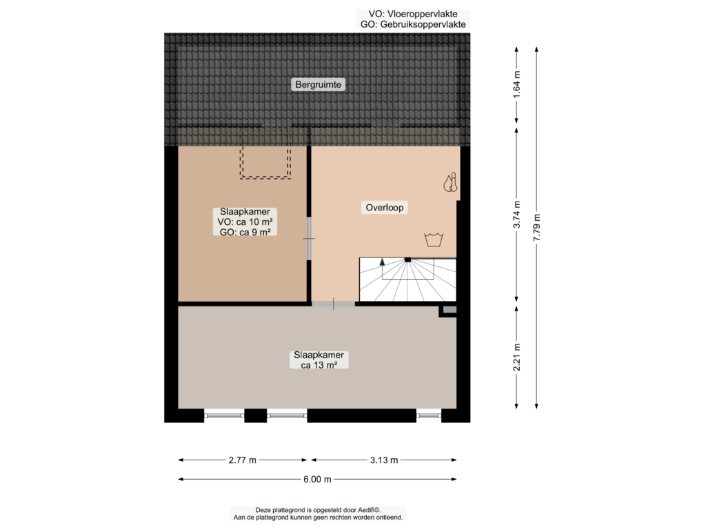 View floorplan of Tweede verdieping of De Waard 102