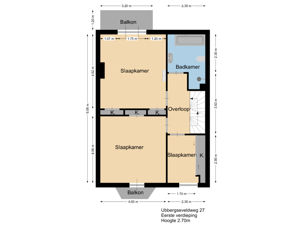 Bekijk plattegrond van Floor 1 van Ubbergseveldweg 27