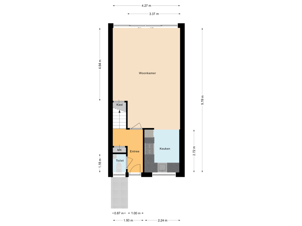 View floorplan of Begane Grond of Militaireweg 77