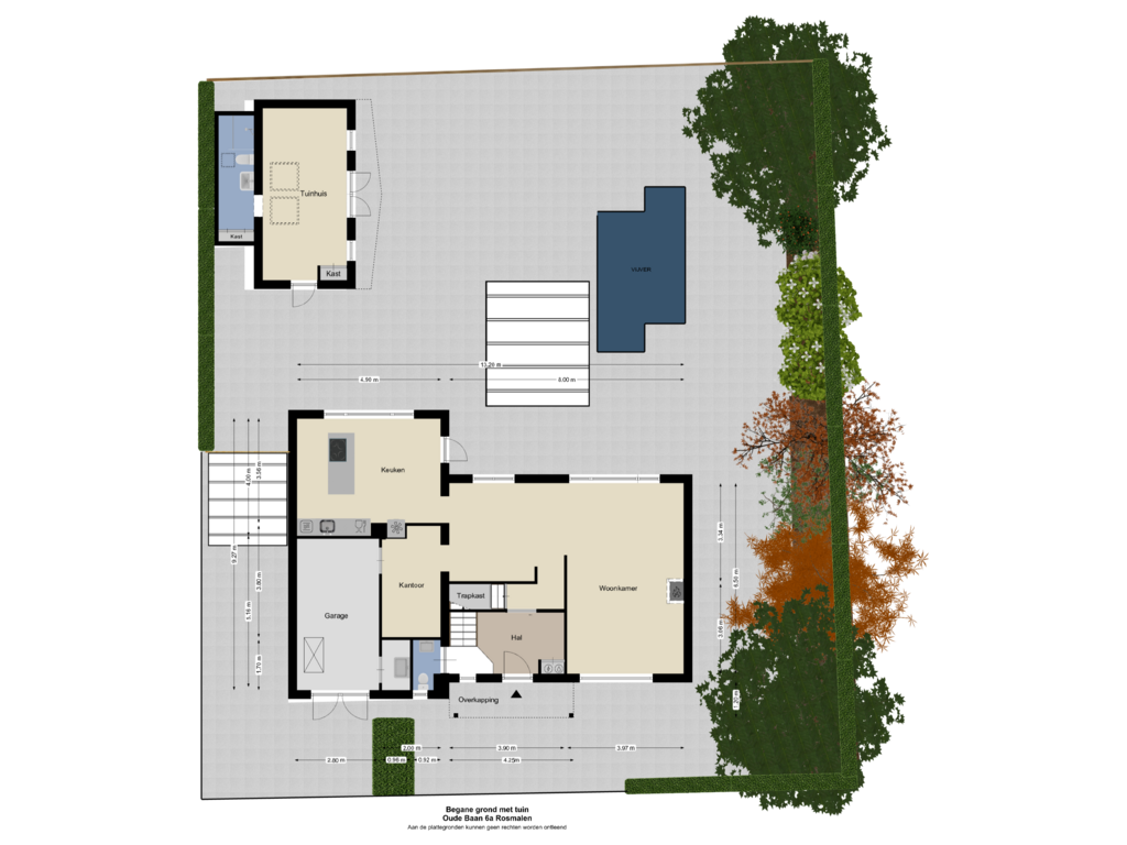 Bekijk plattegrond van Begane grond met tuin van Oude Baan 6-A