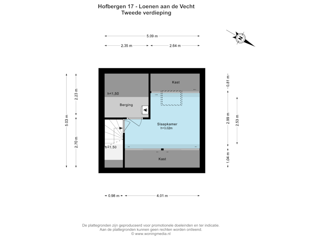 Bekijk plattegrond van Tweede  verdieping van Hofbergen 17