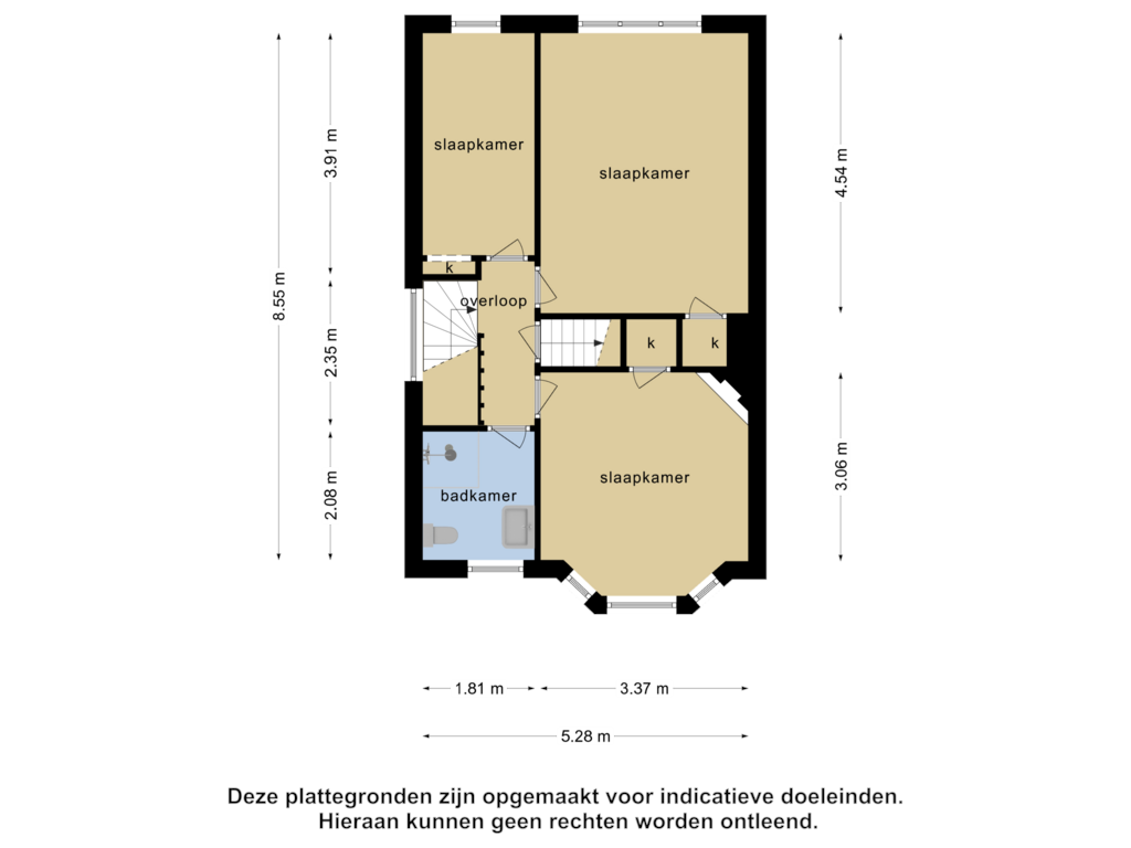 View floorplan of 1e verdieping of Dr. van Campenstraat 3